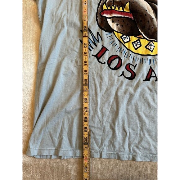NEW Ed Hardy Deadstock PLUS T-SHIRT Gray Blue BULLDOG LOS ANGELES XXXXL 4XL - Picture 4 of 6